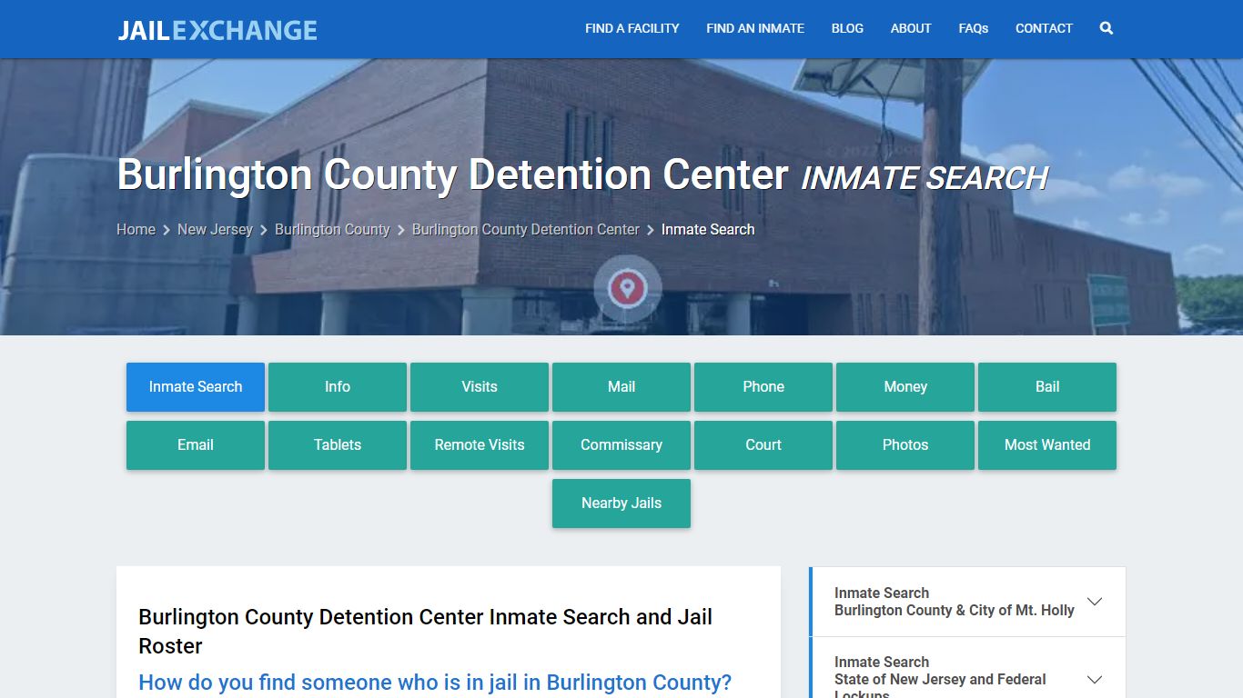 Burlington County Detention Center Inmate Search - Jail Exchange