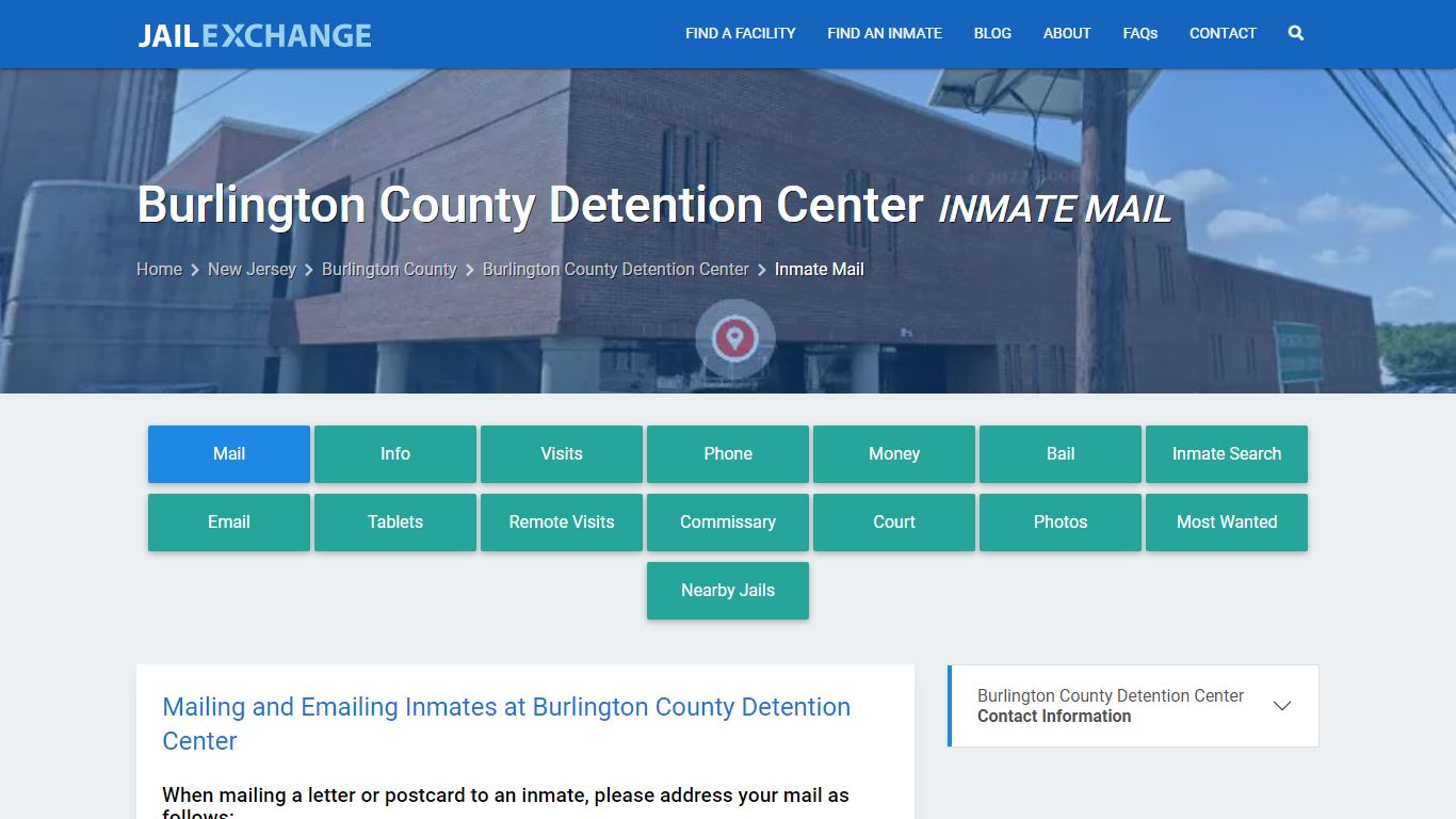 Inmate Mail - Burlington County Detention Center, NJ - Jail Exchange
